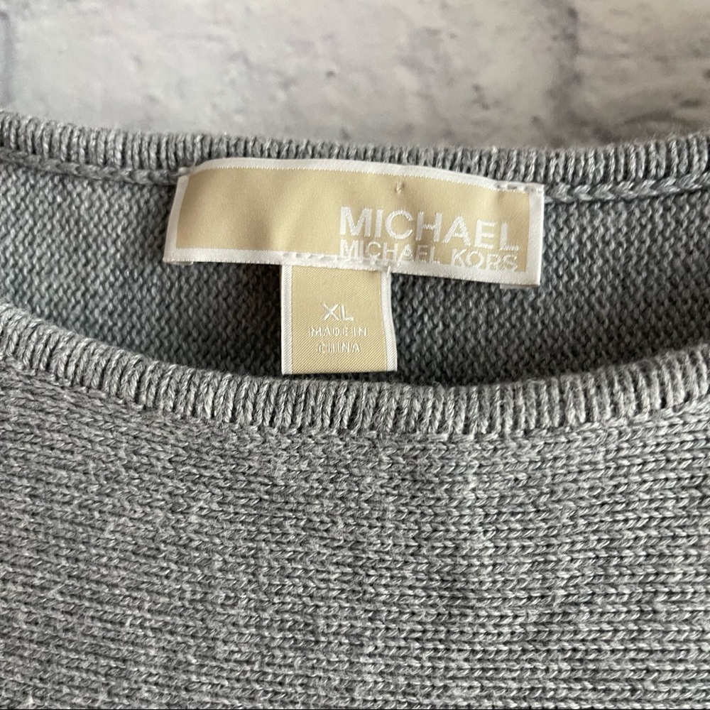 BY MICHAEL KORS GREY TUNIC SWEATER WITH ZIPPER ACCENT XL - Picture 2 of 8